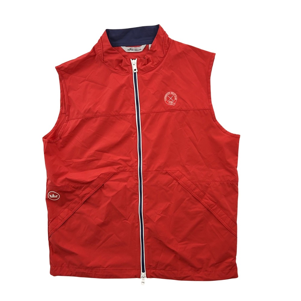 Peter Millar Sailing Vest Red Wind Water Resistant Packable Overbrook Golf Club